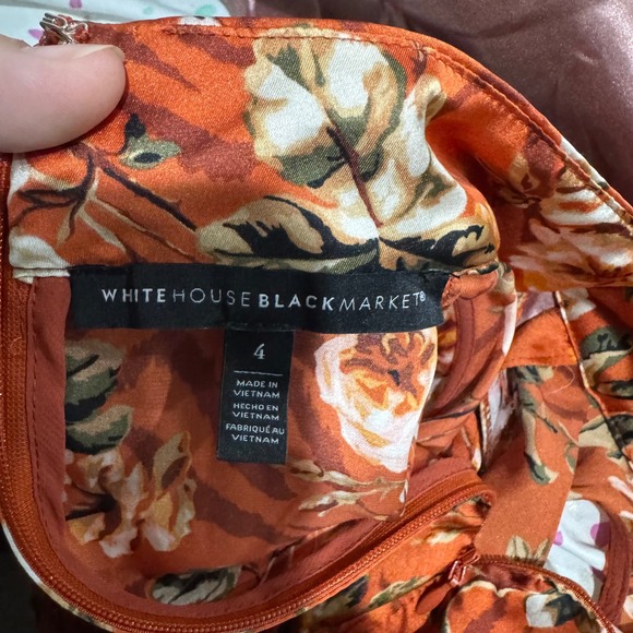 White House Black Market Floral Mock Neck Sleeveless Tie Waist Blouse - Picture 6 of 7